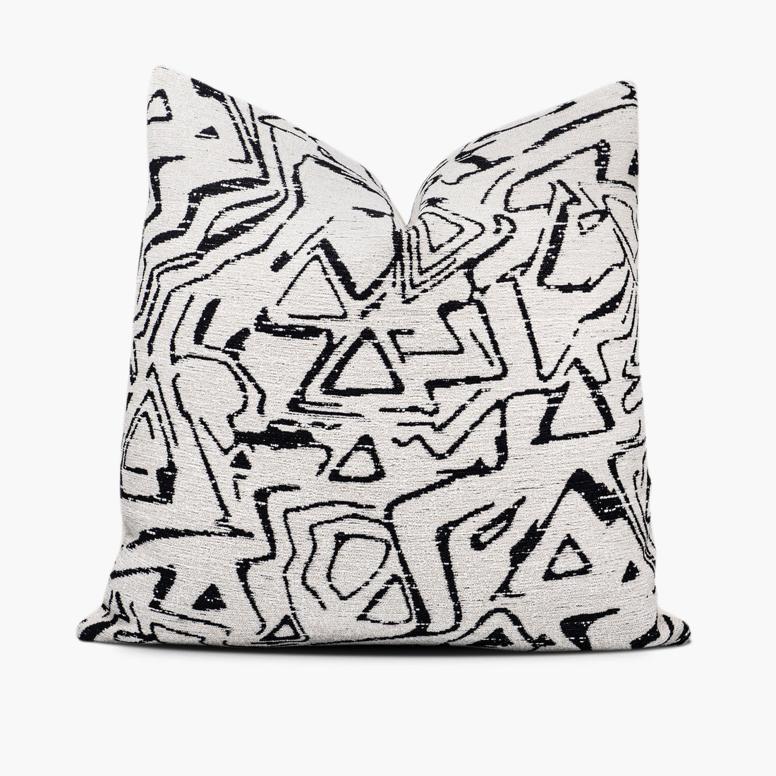 Modern geometric throw pillow cushion in black and white featuring Kravet 34955 fabric