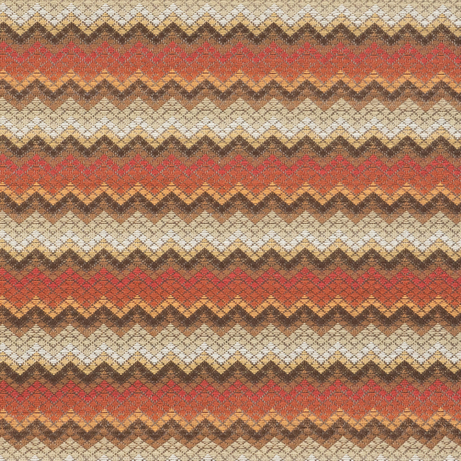 Chevron fabric in brick red and earth brown