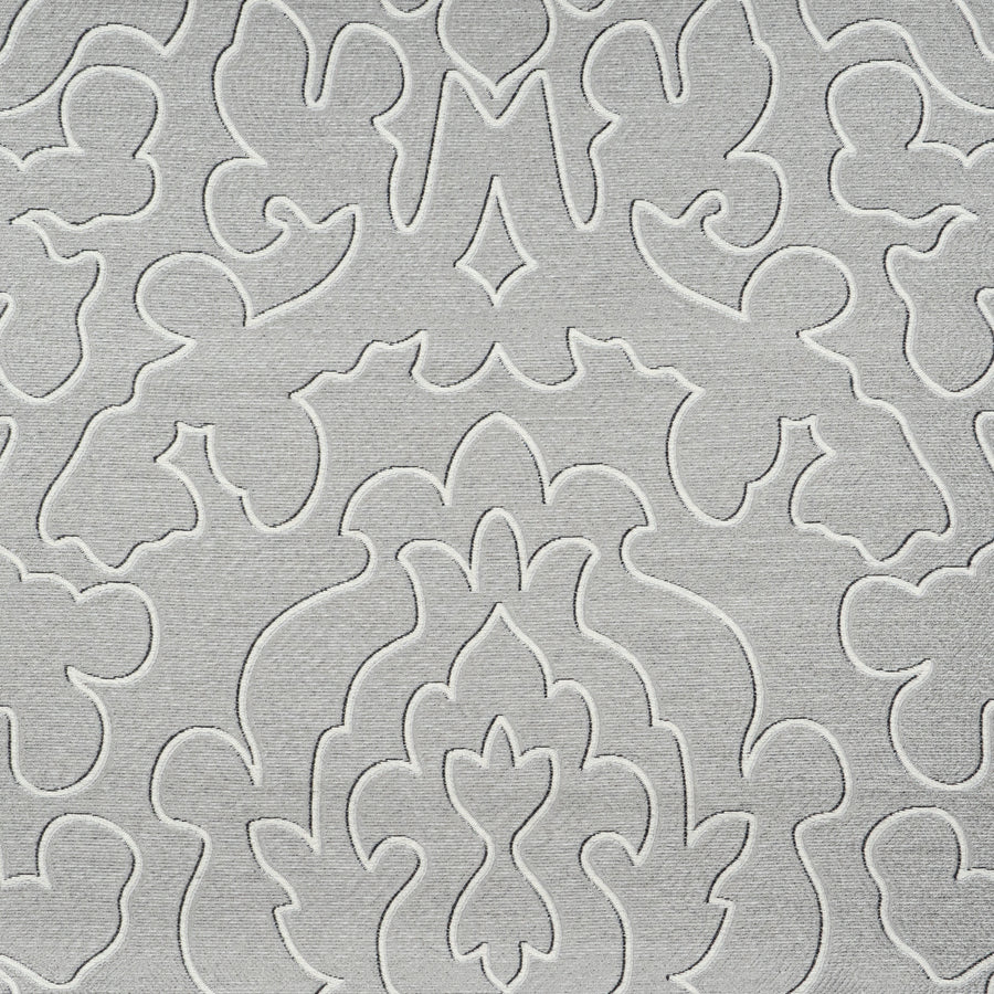 Fabricut damask fabric in silver and white