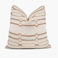 Geometric throw pillow cushion with woven Macrame Hemp fabric in earth tones