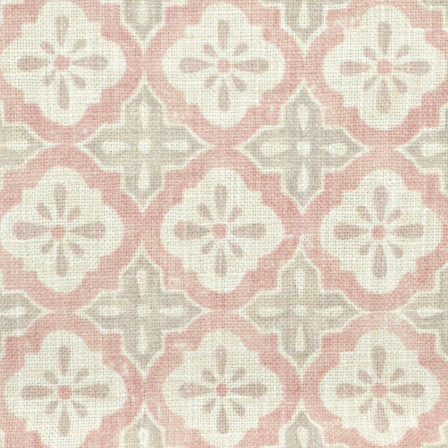 Kravet Pamina Sorbet quatrefoil fabric in dusty pink and taupe