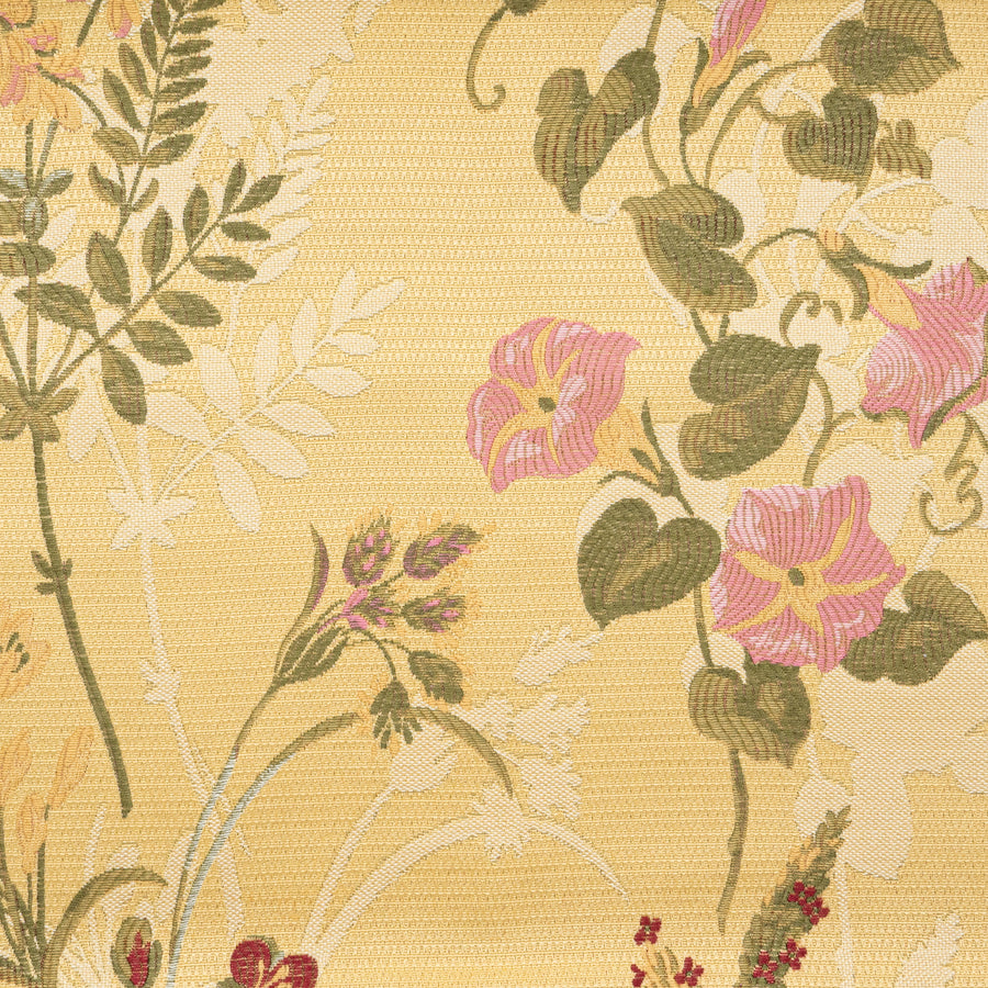 Morning Glories floral fabric in butter yellow