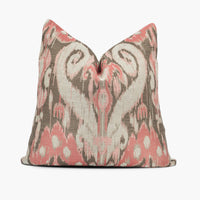 Pink and silver ikat throw pillow cushion