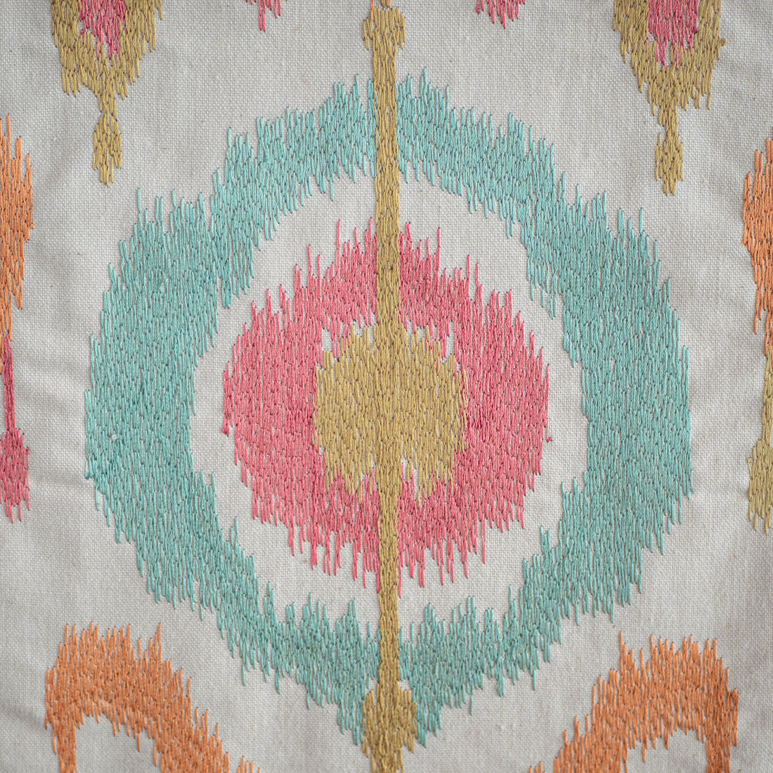 Richloom Optimism Garden fabric with an Ikat pattern