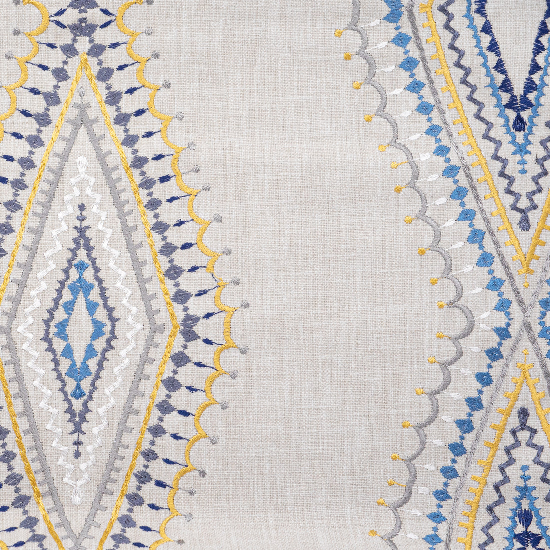 Richloom Pecos Bluestone Embroidered Diamond Medallion fabric